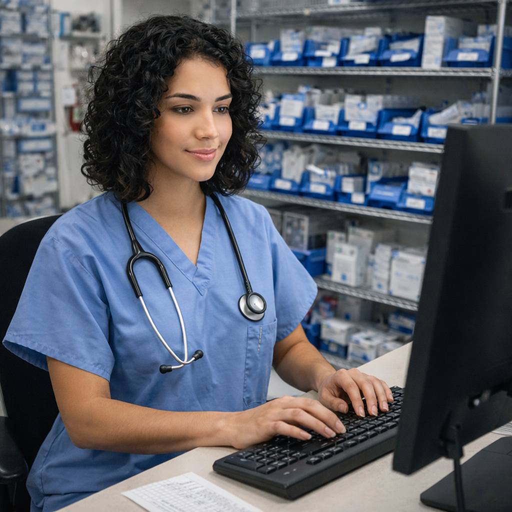 Healthcare staff using clinical inventory management software